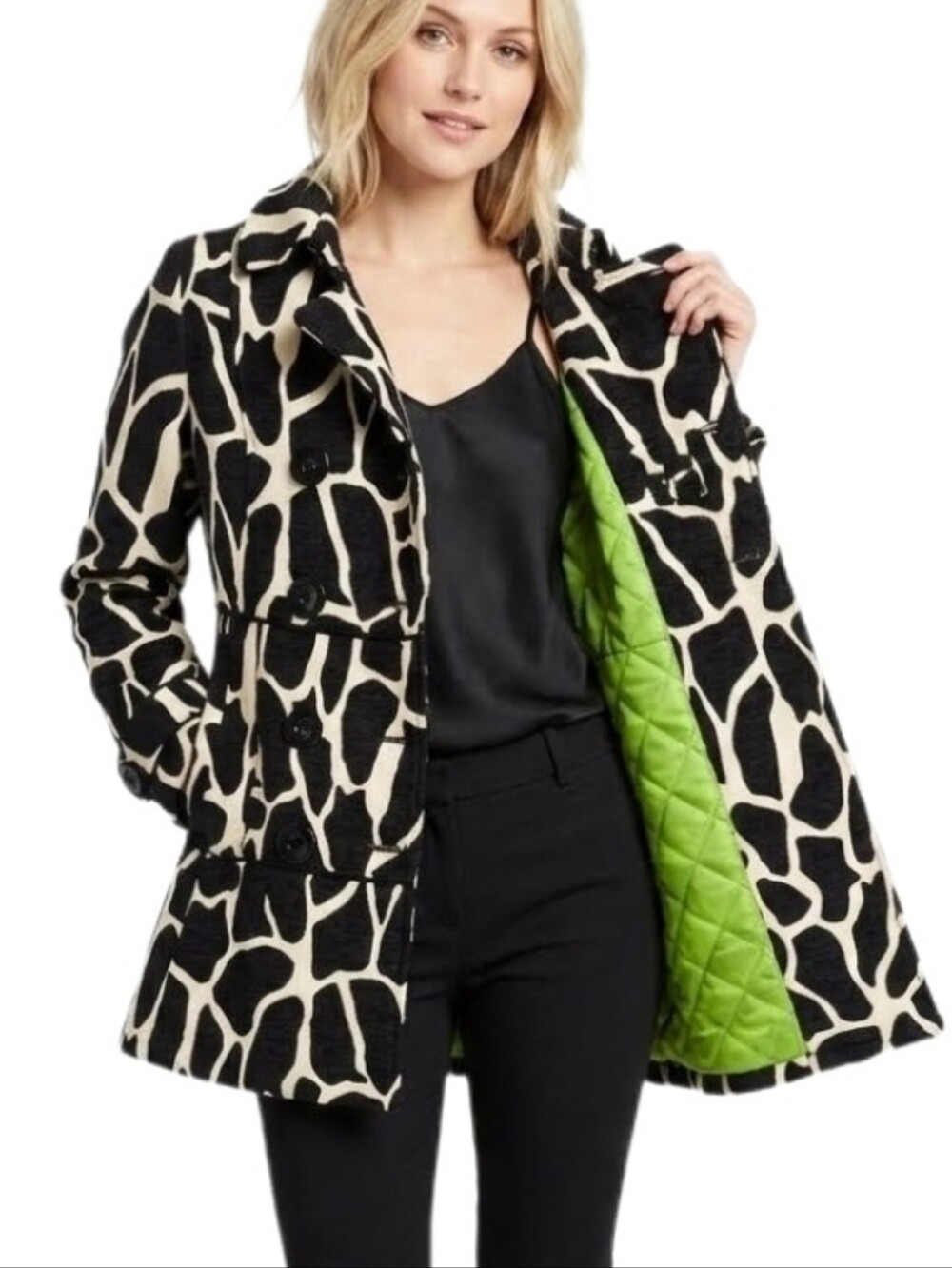 DOLLHOUSE Coat Animal Cow Print Chic & Stylish Black Size S